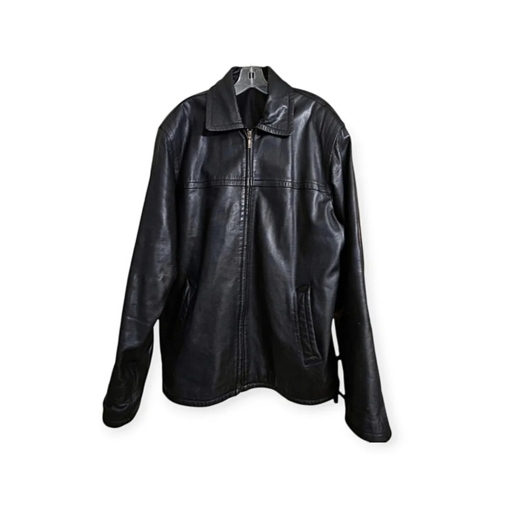 Baggio Rossini Authentic Turkish Leather Black Zip-Front Leather Jacket XL HP